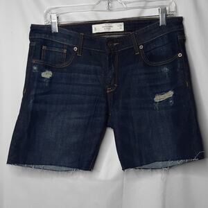 A&F Women's Cut Off Shorts Size 8 Distressed Dark Wash Denim